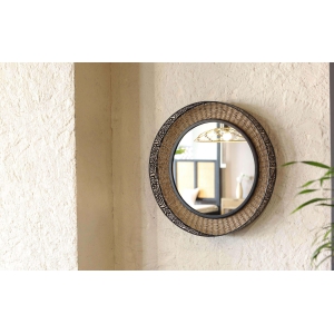 Rattan Hand Woven Mirror for Living Room, Entrance, Bedroom, Office, Set of 1