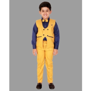 DKGF Fashion - Mustard Cotton Blend Boys Shirt & Pants ( Pack of 1 ) - None