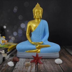 Divine Buddha in Dhyana Mudra : Golden Blue