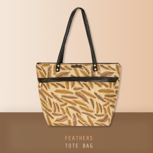 Feathers Block Printed Tote Bag