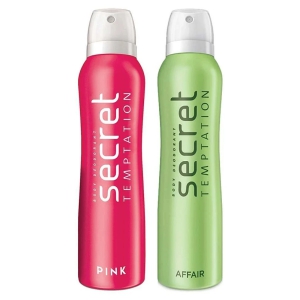 secret temptation Affair and Pink Deodorant Combo Deodorant Spray - For Women (300 ml, Pack of 2)