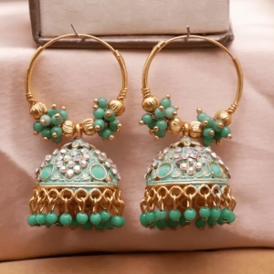 Premium Bridal Wedding Traditional Pearl Jhumkas/Jhumka/Jhumki Earring For Girls(Sea Green)