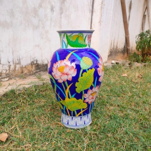 Handmade Blue Pottery Blue Floral Vase/ Flowerpot/ Decorative vase/ Ceramic Vase/ Floral vase- 18 Inch