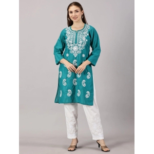 COTTON KURTA-46 / RAMA GREEN / STRAIGHT KURTI