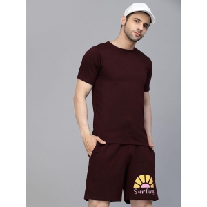 Rigo - Wine Cotton Slim Fit Mens Tracksuit ( Pack of 1 ) - XL