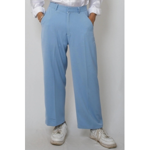 Solid non crease trousers-Sky Blue / L