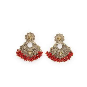 gold plated minakari jhalar earring red green colour for women & girls