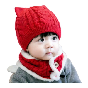 Penyan ® - Baby Boys & Baby Girls 2pcs/Set Kids Winter Hat Cute Baby Wool Knitted Hat and Button Scarf Cap Set New Born to 12 Months - None