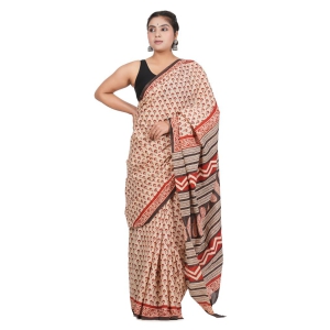 Bagru Handblock Printed Cotton Saree With Blouse - (1TTXSARRJ17106-13)