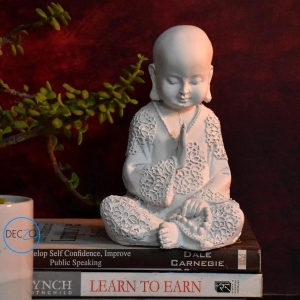 Blessing Monk Statues for Home and Gift : White