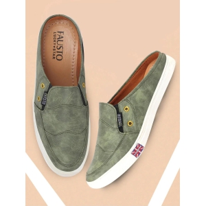 Men Olive Green Casual Slip-On Shoes-10