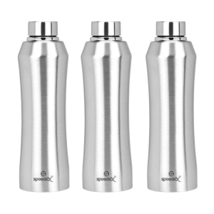 Speedex Fridge Water Bottle Refrigerator Bottle Thunder Silver 1000 mL Steel Fridge Bottle set of 3 - Silver