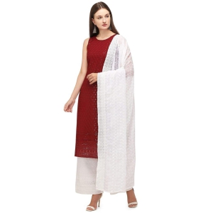 SHOPPING QUEEN Women's Georgette Kurta with Palazzo and Dupatta Set