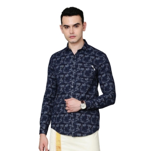 Kalyan Silks Cotton Shirt with Blue Print by JustmyType