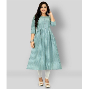 Rangrasiya - Blue Cotton Women's Flared Kurti ( Pack of 1 ) - XXL