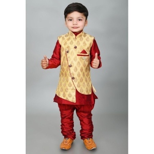 SFC - Maroon Silk Boys Kurta With Pyjama ( Pack of 1 ) - None