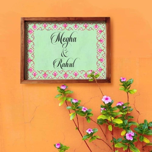 Veli - Handcrafted Framed Nameplate Pink border