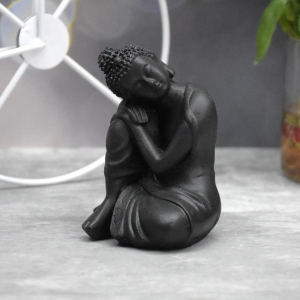 Head Resting Buddha for Spiritual , Gift , Table Decor (9x6.5x6.5 CM)-Black