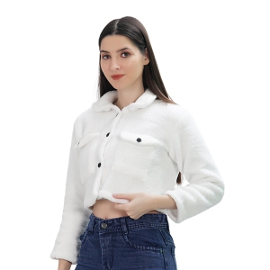 Lily Buds Wool Jacket For Women (White)-S