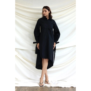 black-button-through-midi-shirt-dress-s