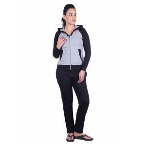 Vivid Bharti Black Fleece Solid Tracksuit - XL