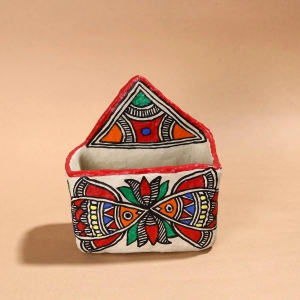 Madhubani Handpainted Paper Mache Letter & Paper Holder (5 x 3 in)