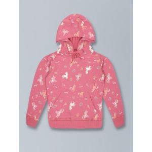 Plum Tree Girls Unicorn Print Hoodie Sweatshirt- Dark Mauve - None