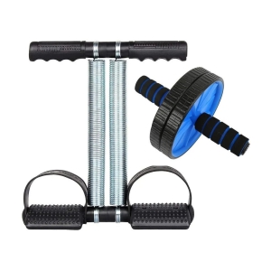 Tummy Trimmer & Ab Wheel Roller with Mat (Combo)- Abs Exercise Fitness Equipment For Home Gym Perfect Gym - Multi Color