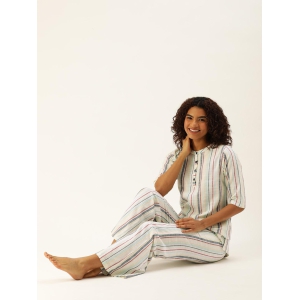 Striped White Kurta & Palazzo-XL