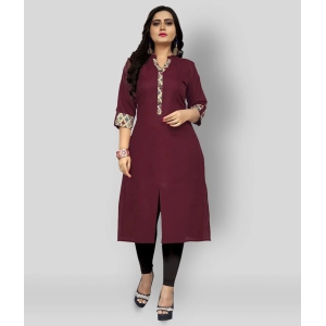 Rangrasiya - Maroon Cotton Blend Womens Front Slit Kurti ( Pack of 1 ) - 5XL