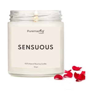 Puremazing - White Rose Jar Candle 8 cm ( Pack of 1 )