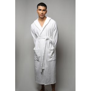 Towel material bathrobe - full length-White / XL
