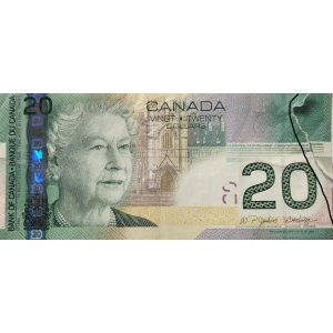 Canada  20 Dollars Used & Damaged Banknote