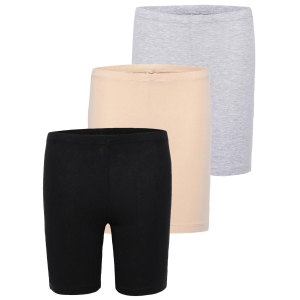 Girls Shorts -  Nude and Black & Grey Combo - Pack of 3-9-10 years