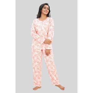 Women Full Sleeves Knit Cotton Pyjama Set-XL