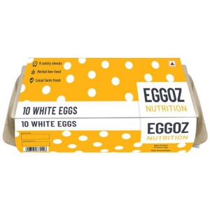 Eggoz White Farm Fresh Eggs  Omega 3 Rich With No DDGS Hormone  Steroids 10 pcs