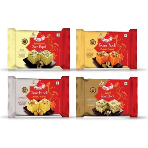 Bambino Soan Papdi Assorted Combo Pack of 4 (200 Gms X Pack of 4 800 Gms) Soan Papdi Butterscotch,Orange,Duet,Pineapple