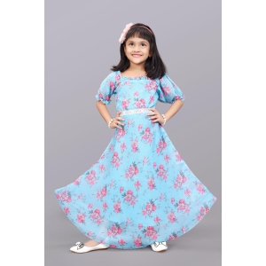 Girls Georgette Maxi/Full Length Festive/Wedding Dress With Embellished Belt-2 - 3 Year