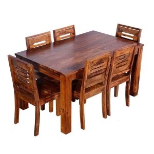 SHEESHAM WOOD WOODEN DINING TABLE WITH 6 CHAIRS | HOME AND LIVING ROOM (6 SEATER 1, TEAK FINISH)