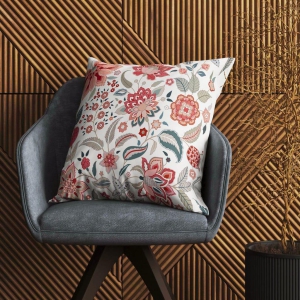 Chintz Garland Modern Chic Designer Velvet Cushion Cover (Red & Pink)