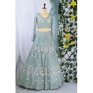 Aquatic Splendor: Kkashi Sea Green Lehenga