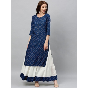 KIPEK - Navy Blue Straight Rayon Womens Stitched Salwar Suit ( Pack of 1 ) - XXL