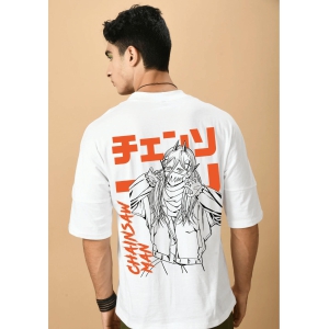 Chainsaw Man Printed White Kimono Oversized T-shirt By Offmint-S / White