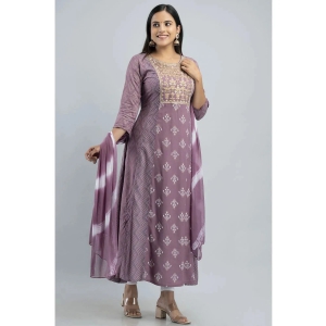 MAUKA - Purple Anarkali Rayon Womens Stitched Ethnic Gown ( Pack of 1 ) - None