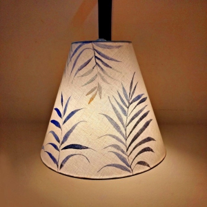 Cone Pendant Lamp - Blue Palm Leaves