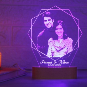 Personalized Hexagon Photo LED Lamp-Multicolor