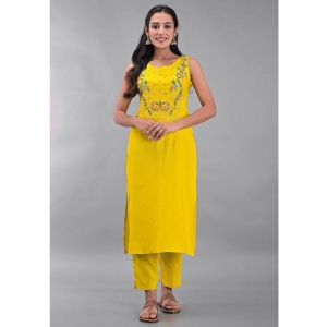 Maquien - Yellow Straight Rayon Womens Stitched Salwar Suit ( Pack of 1 ) - None
