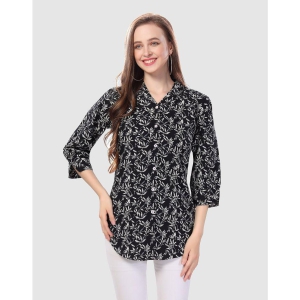 Meher Impex Crepe Printed Shirt Style Women's Kurti - Black ( Pack of 1 ) - None