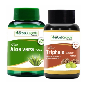 Herbal Canada Aloe vera(100Tab) + Triphala(100Tab) Tablet 200 no.s Pack Of 2