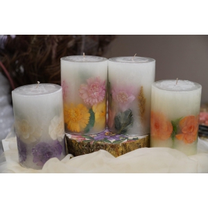 DRIED FLOWER BOTANICAL PILLAR CANDLES-Lavender serene candle